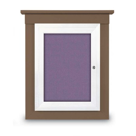 United Visual Products 72"x48" 3-Door Enclosed Letterboard, Header, Blue Felt/Cherry UV2628HD-CHERRY-BLUE